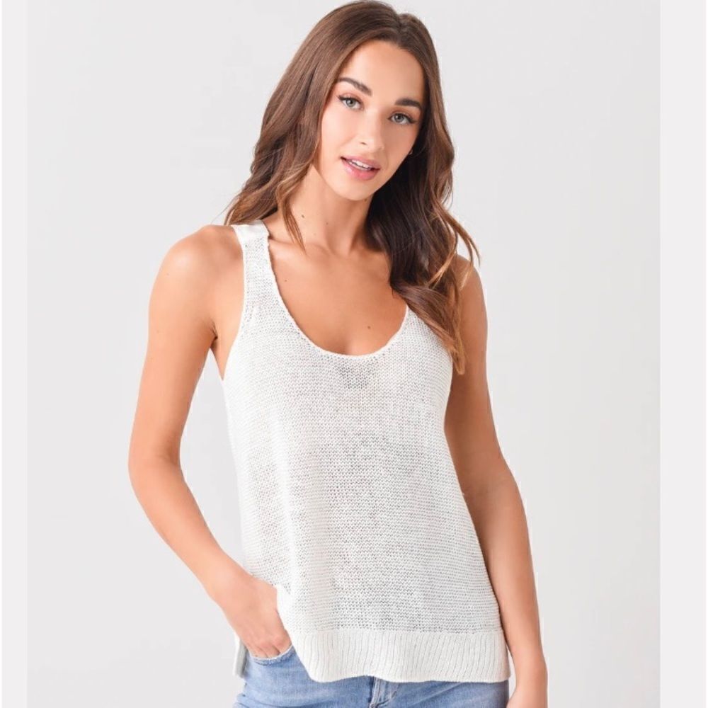 ATM Anthony Thomas Melillo cream rope open knit linen top size small